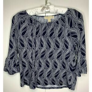 Michael Kors Blue White Striped Shirt Blouse Small